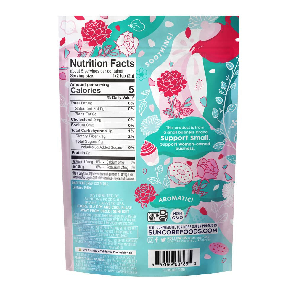 Dried Rose Petals Bloom, Caffeine-Free Tea, Gluten-Free, Non-Gmo, 0.3Oz (1 Pack)