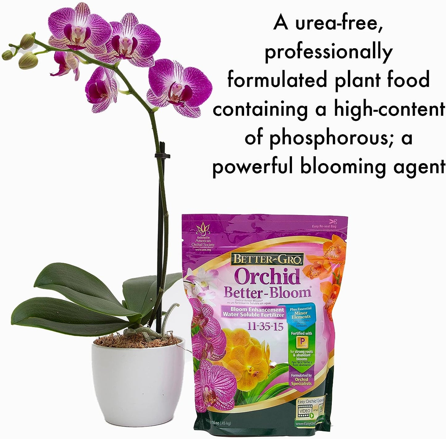 Better-Gro Orchid Better-Bloom 11-35-15 - Urea-Free Bloom Fertilizer for Orchids