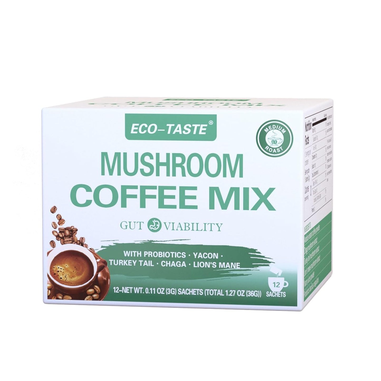 Mushroom Coffee Mix, Designed for Gut-Health with Chaga, Lion'S Mane, Turkey Tai