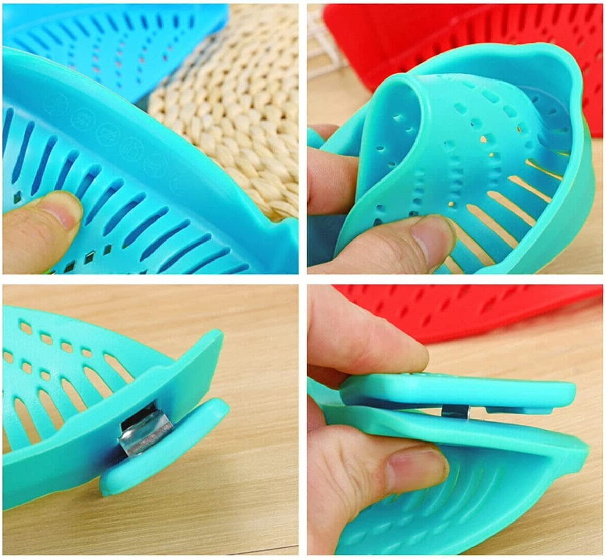 2 Pcs Clip on Strainer, Pot Strainer for Pasta Meat Vegetables Fruit, Silicone S