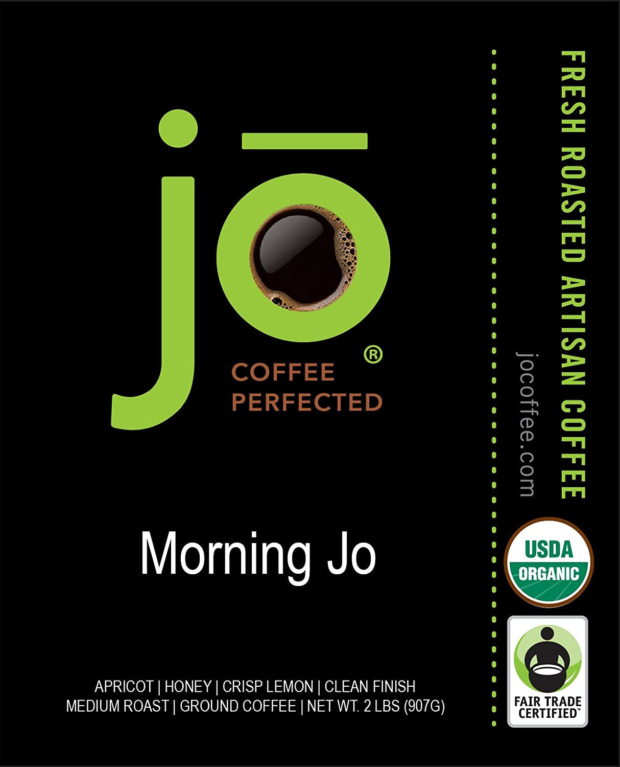 MORNING JO: 2 Lb, Organic Breakfast Blend Ground Coffee, Medium Roast, Fair Trad