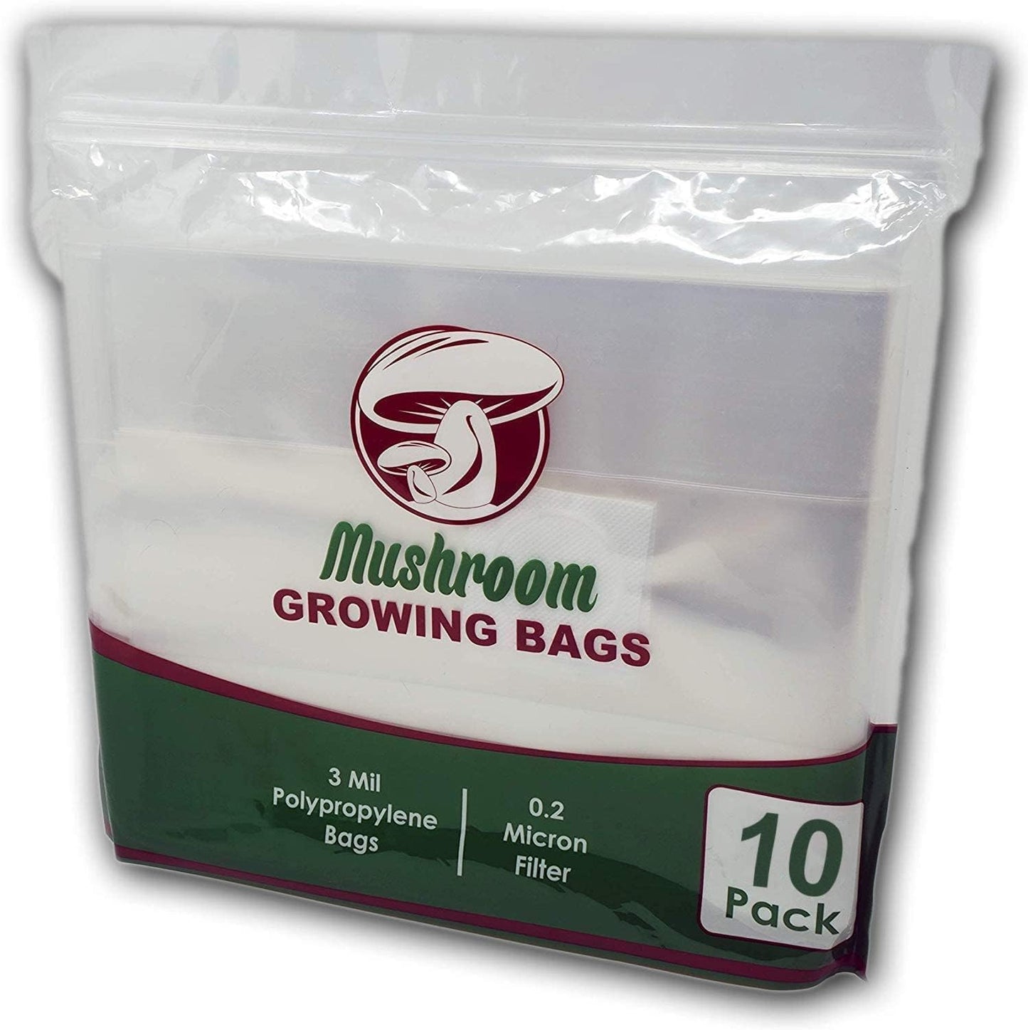 Reinforced Mushroom Grow Bags, 10 Count, Oyster Spawn and Grain Root Substrate G