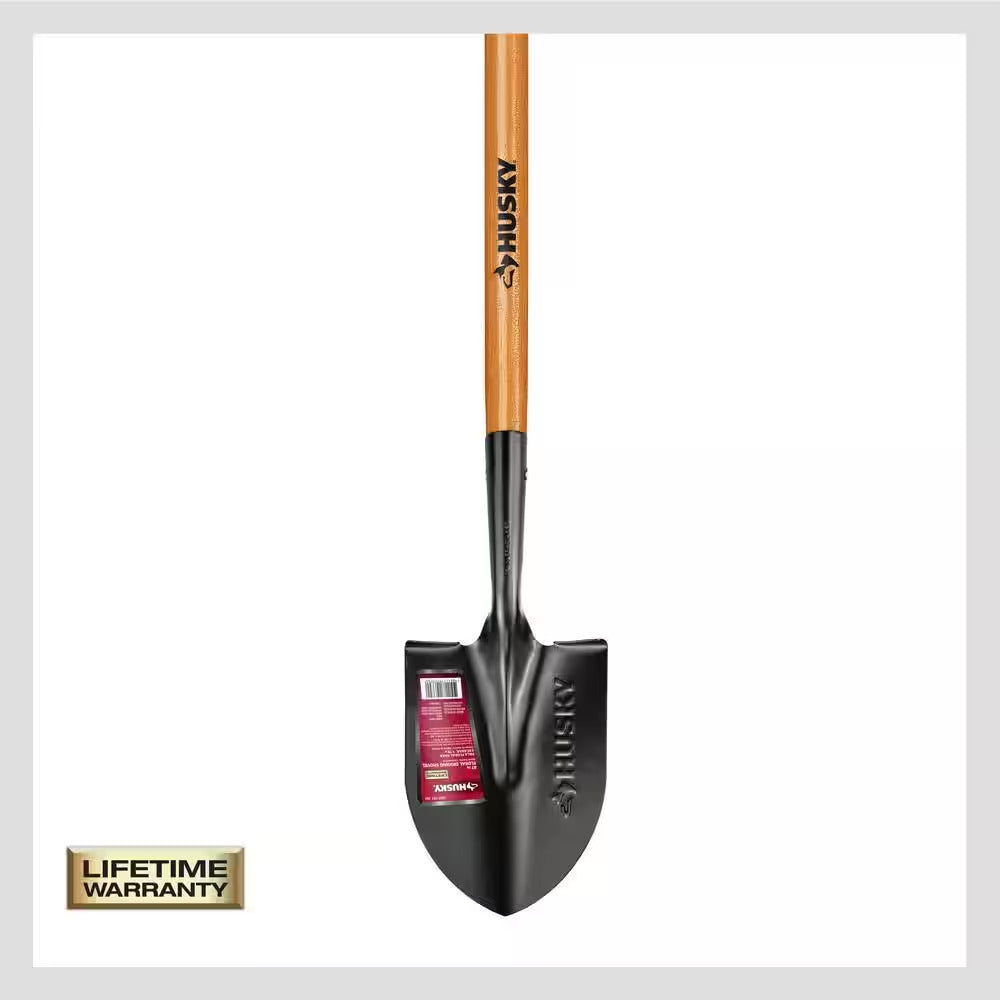 47 In. L Wood Handle Floral Carbon Steel Digging Shovel with Grip