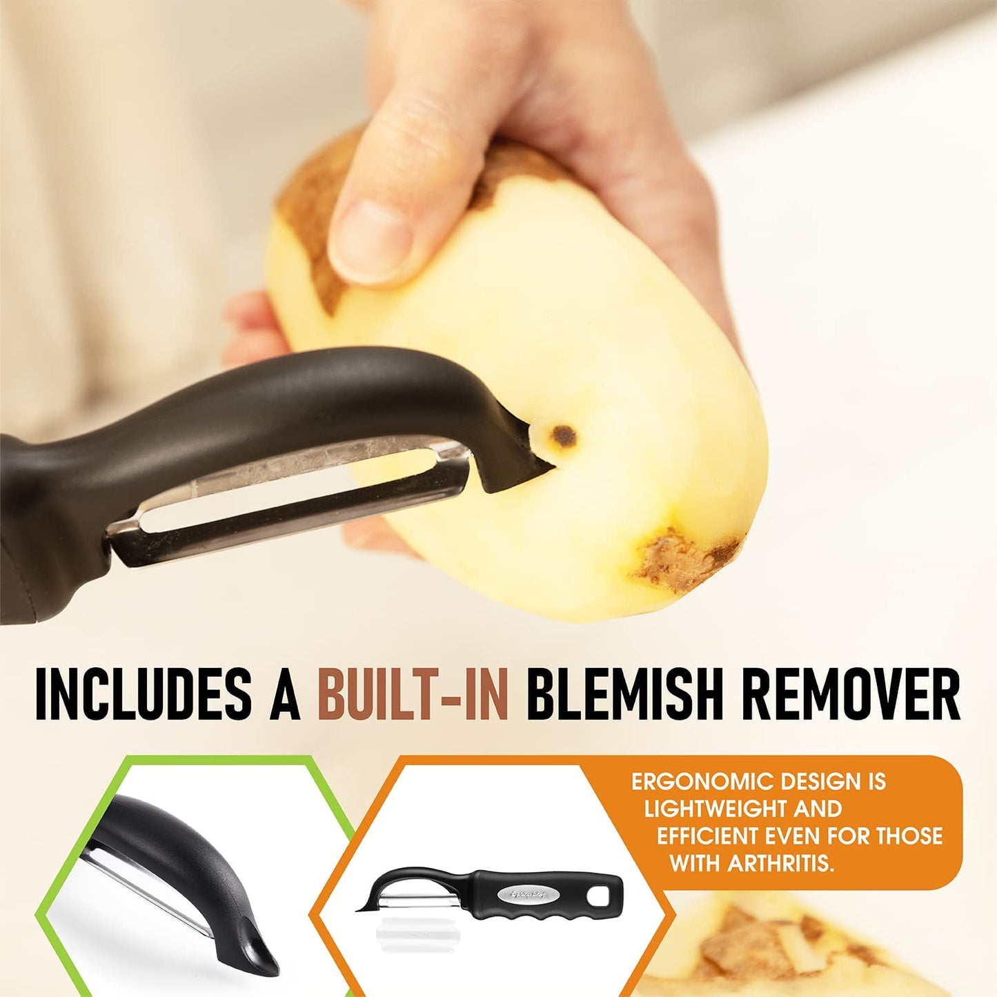 Premium Swivel Vegetable Peeler, Black