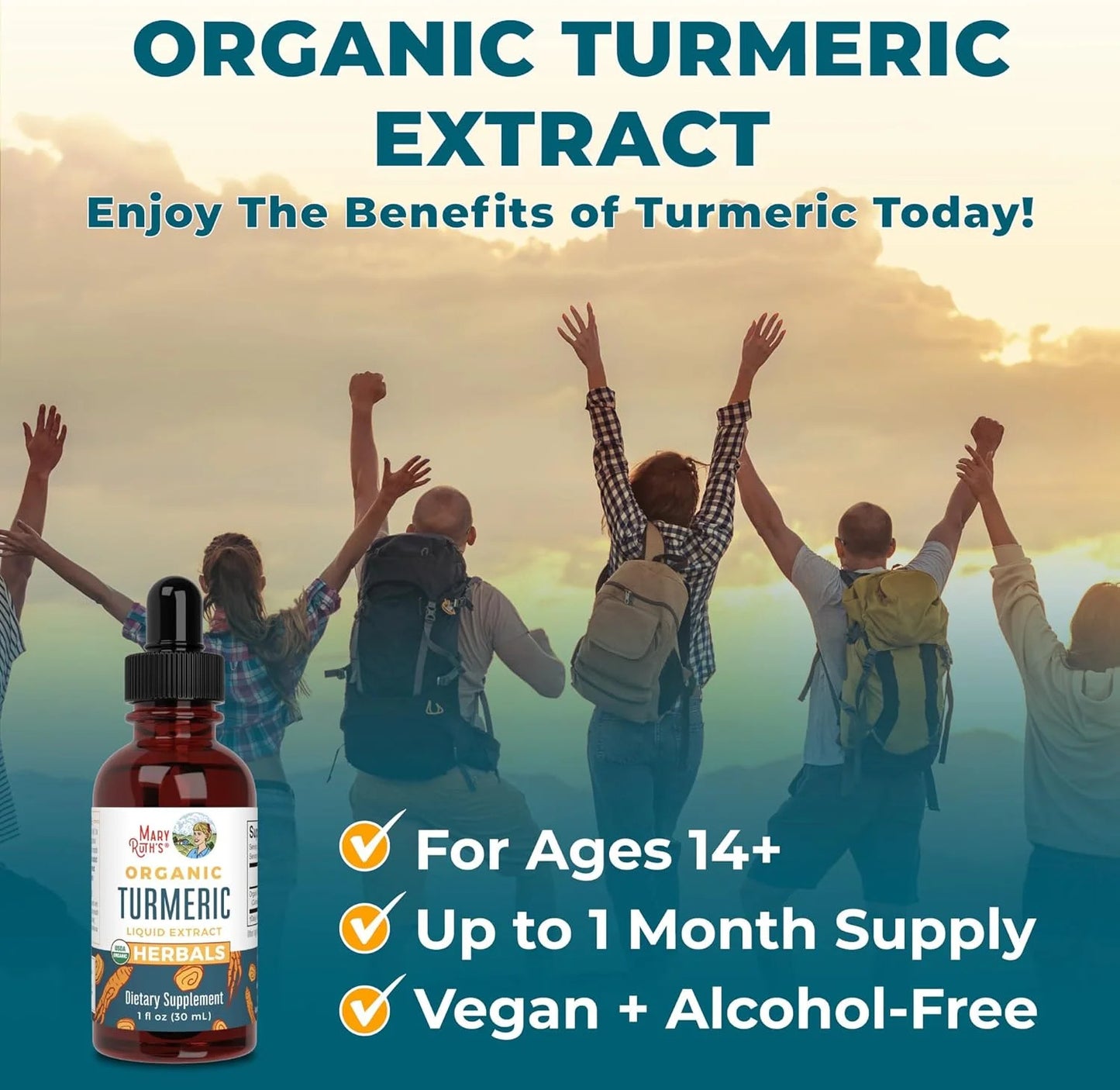 USDA Organic Turmeric Liquid Drops | Herbal Supplement | Joint Support, Anti-Inf