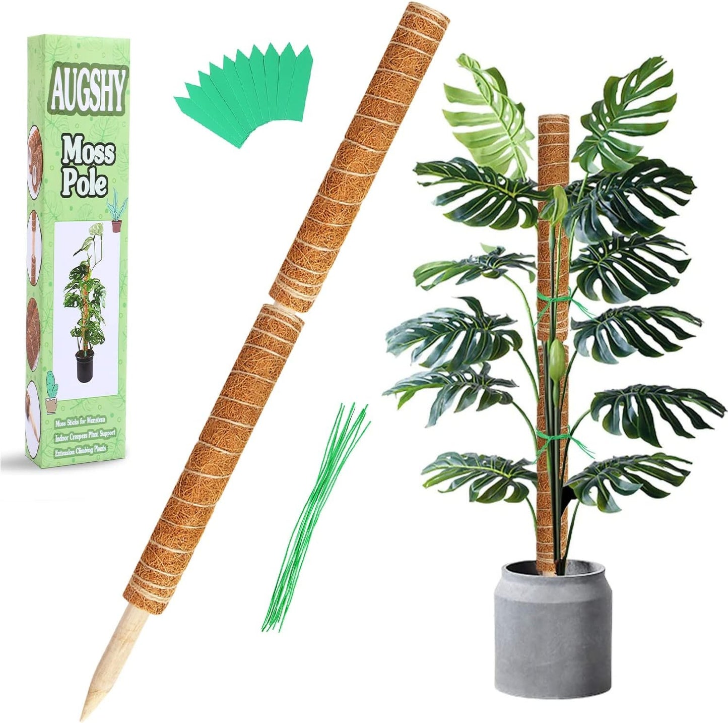 Moss Pole, 27 Inch Moss Poles - 2Pcs 17 Inch Plant Stakes Moss Sticks for Monste