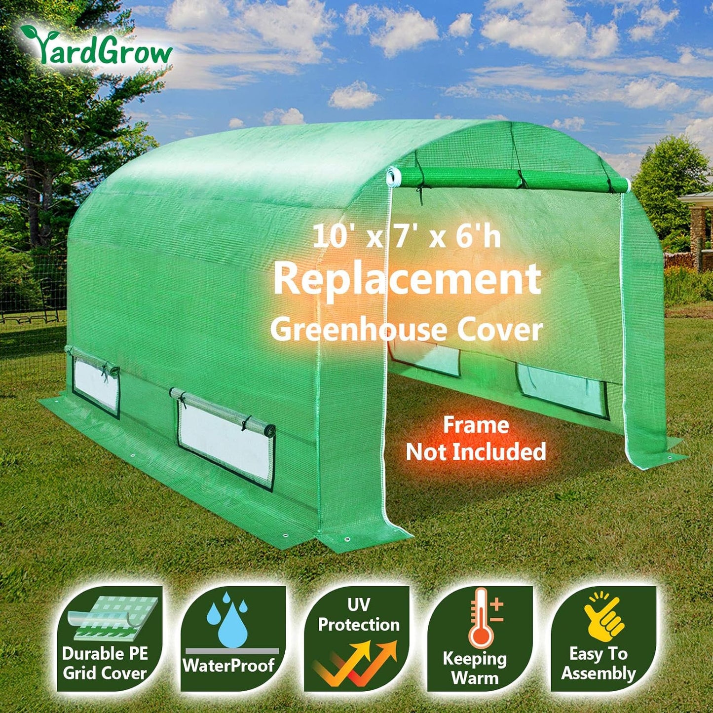 Greenhouse Replacement Cover Larger Walk in Outdoor Plant Gardening Greenhouse,