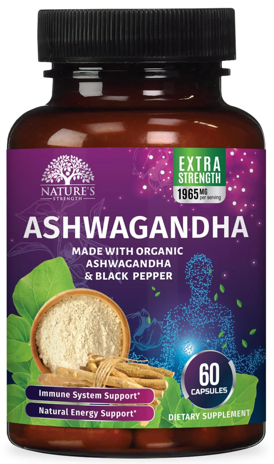 Organic Ashwagandha 1950 Mg - Certified Organic Ashwagandha Supplements, Stress