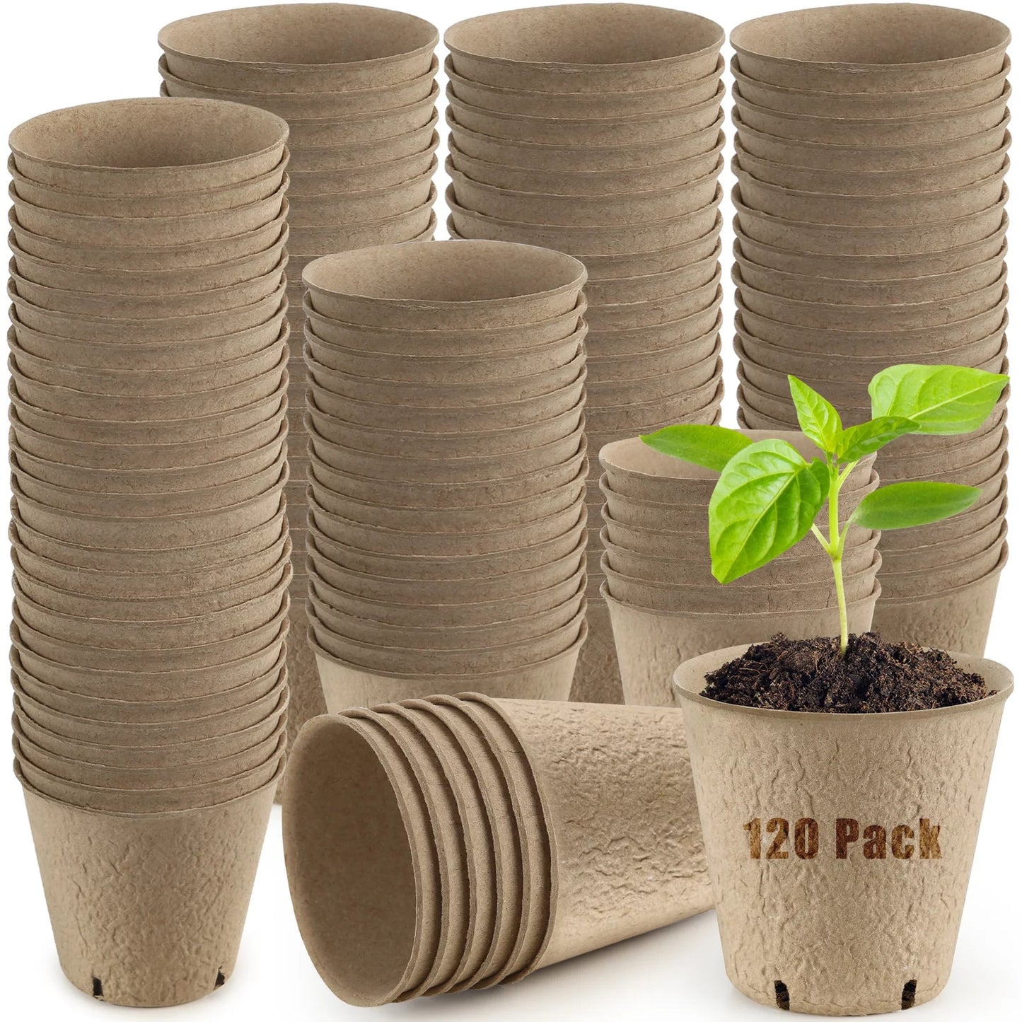 120 Pack Peat Pots for Seedlings, 3.15 Inch Biodegradable Seed Starter Planting