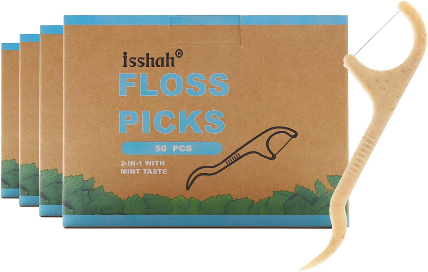 Natural Dental Floss Picks - 200 Count - BPA Free, Vegan, Sustainable, Eco Frien