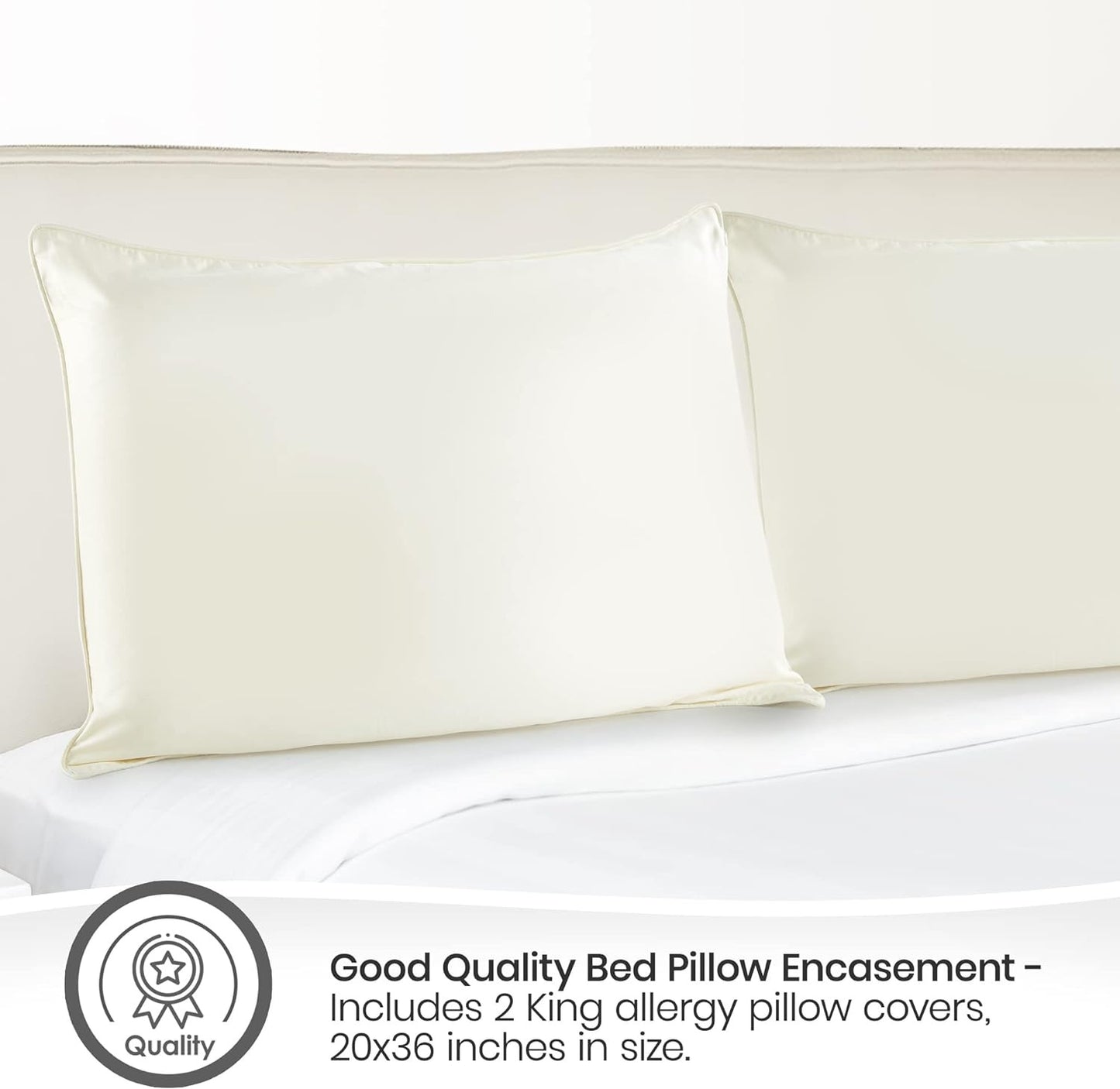 Pillow Protector - GOTS Certified, 100% Cotton Pillow Encasements with Zipper -