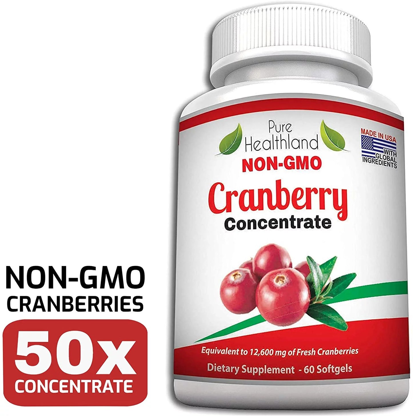 NON GMO Cranberry Concentrate Supplement Pills for Urinary Tract Infection UTI.