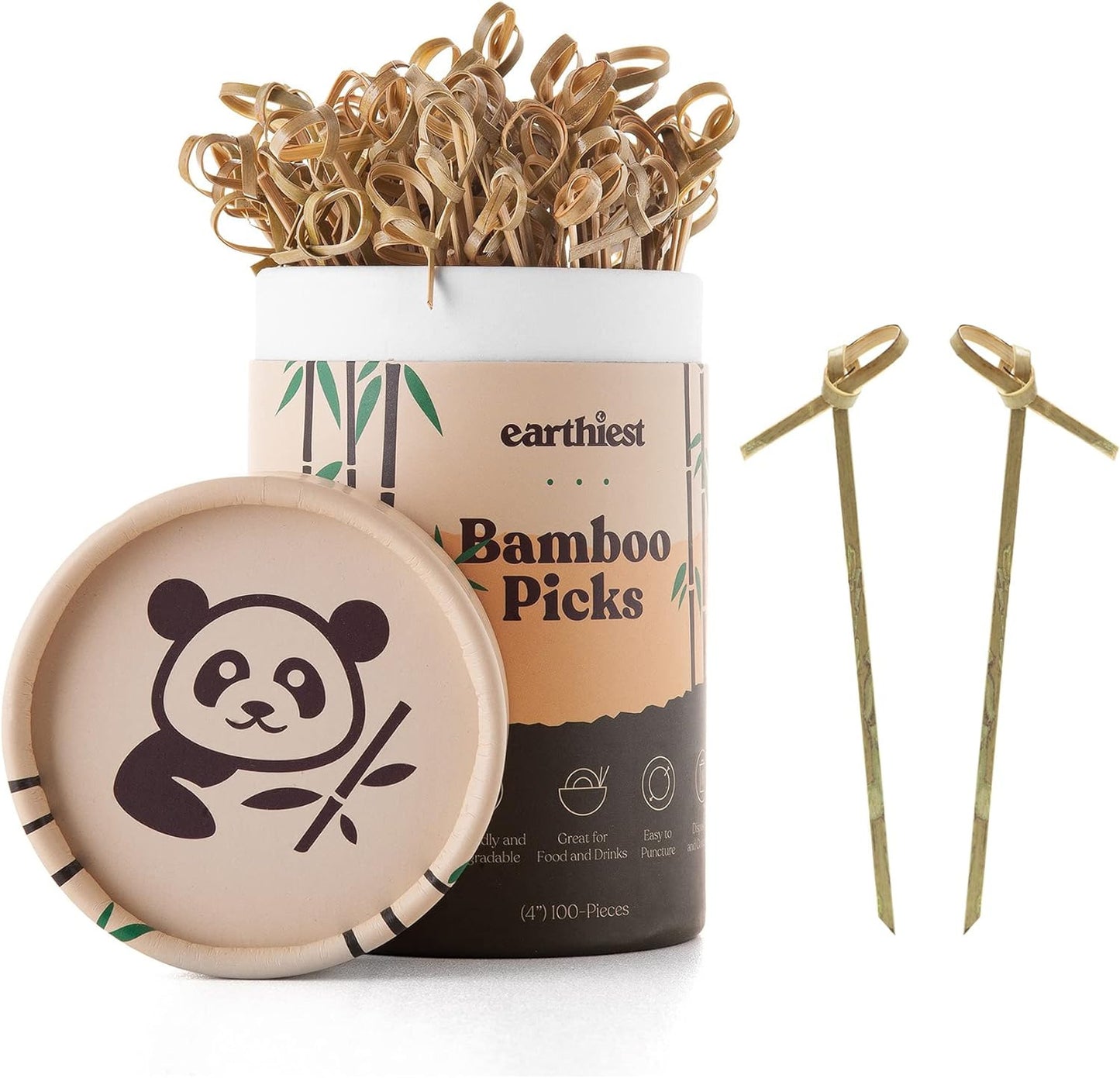 Bamboo Cocktail Picks for Appetizers, Drinks, Sandwiches & Kababs 4" (100Pcs) -