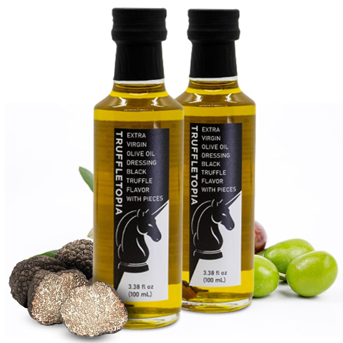 | Black Truffle Extra Virgin Olive Oil Dressing with Real Truffles | Cold Presse