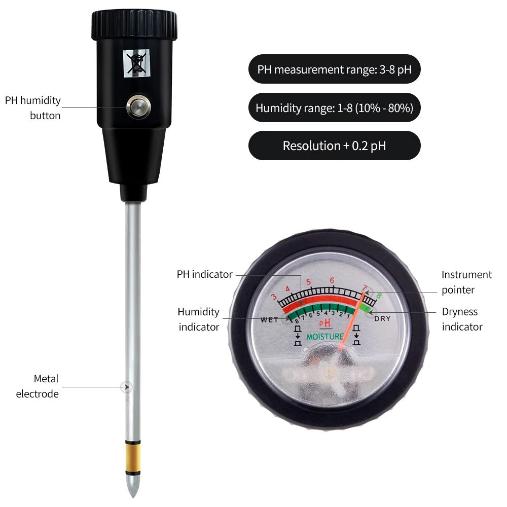 Handheld Soil Ph Tester Ph & Moisture Meter with 295Mm Long Electrode Probe Wate