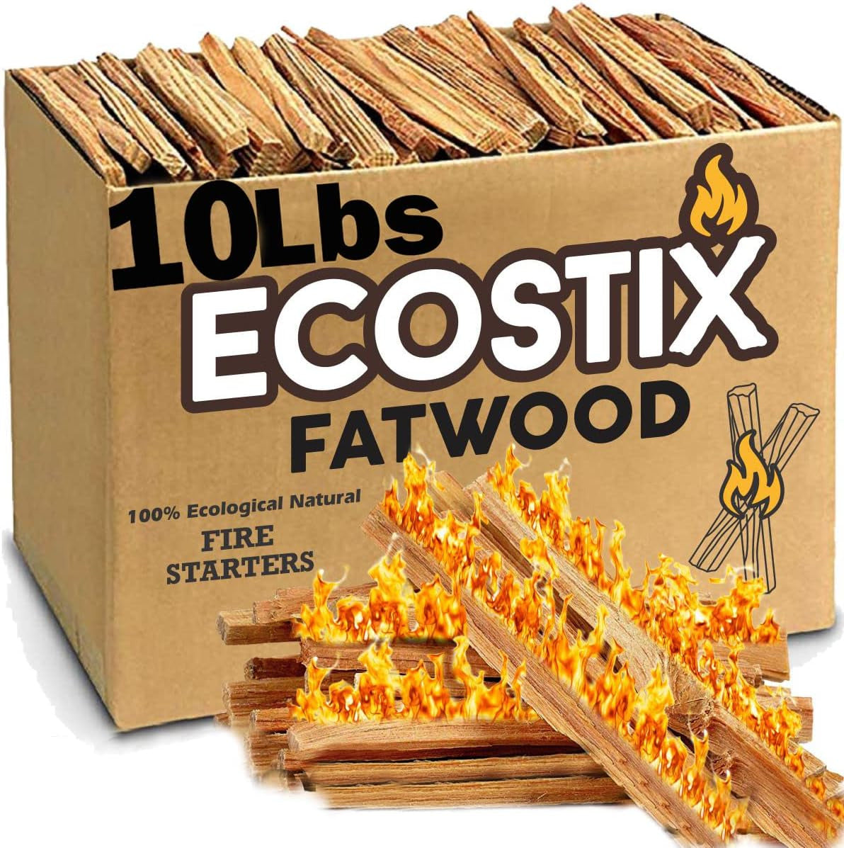 Eco-Stix Fatwood Fire Starter Kindling Firewood Sticks Bulk Packaged Firestarter