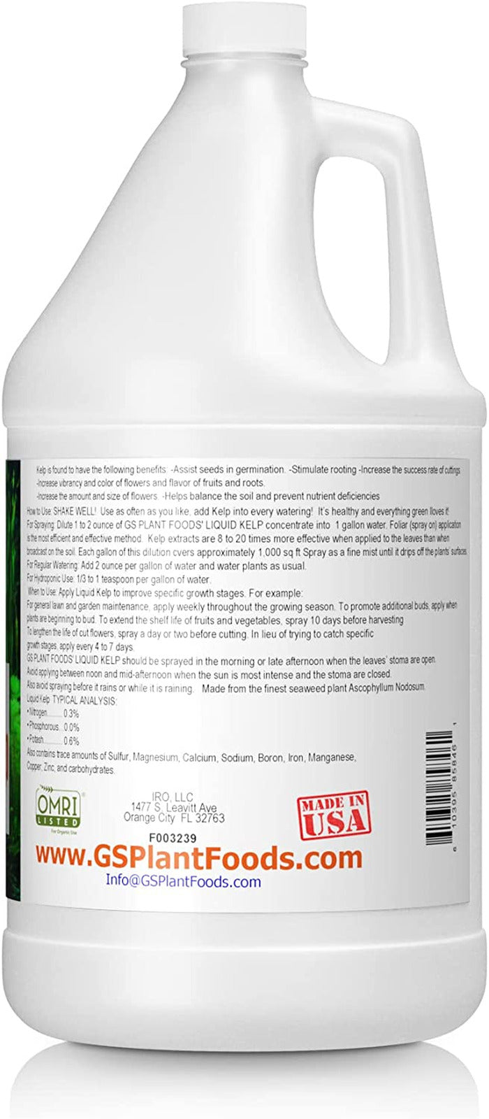 Organic Kelp Fertilizer by  - Omri Listed(1 Gallon) - Liquid Kelp Concentrate fo