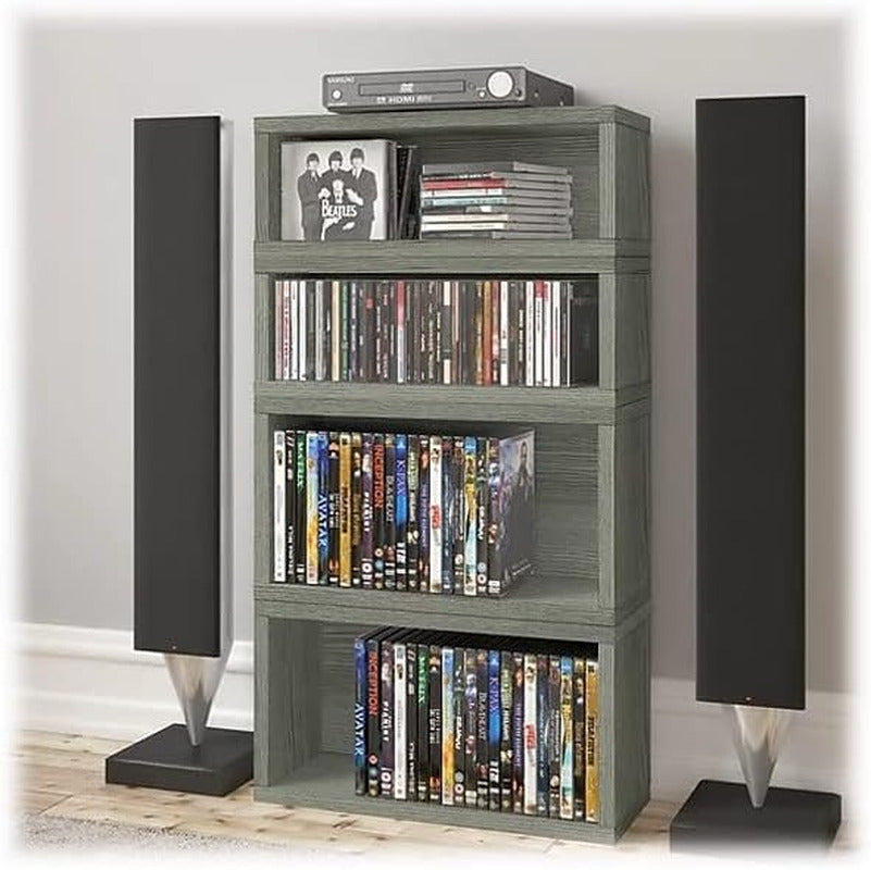 Media Storage CD Rack Stackable Organizer - Holds 40 Cds (Grey)