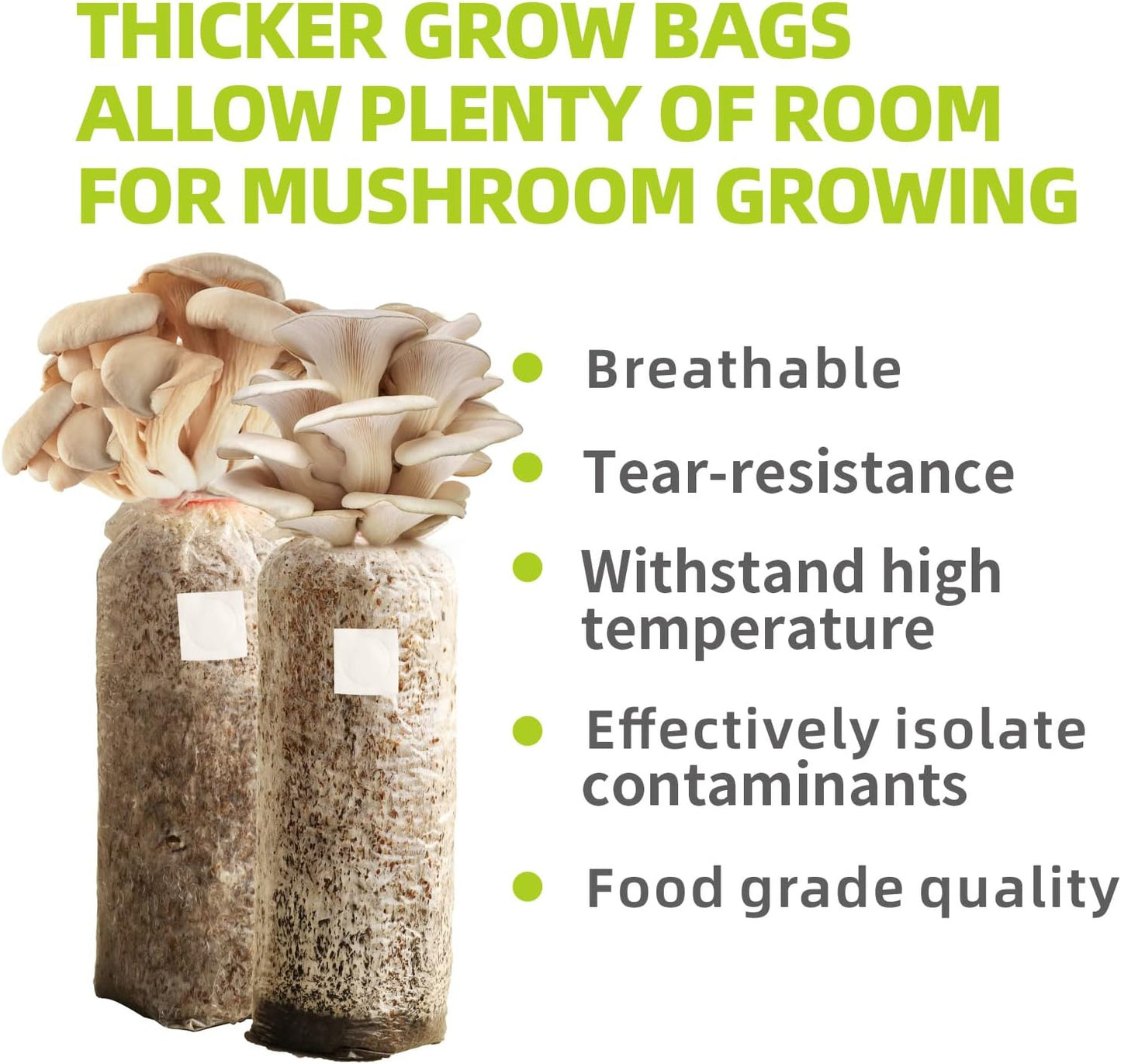 Mushroom Grow Bags, 6 Mil Mushroom Spawn Bags, Mushroom Grwoing Grain Bags for M