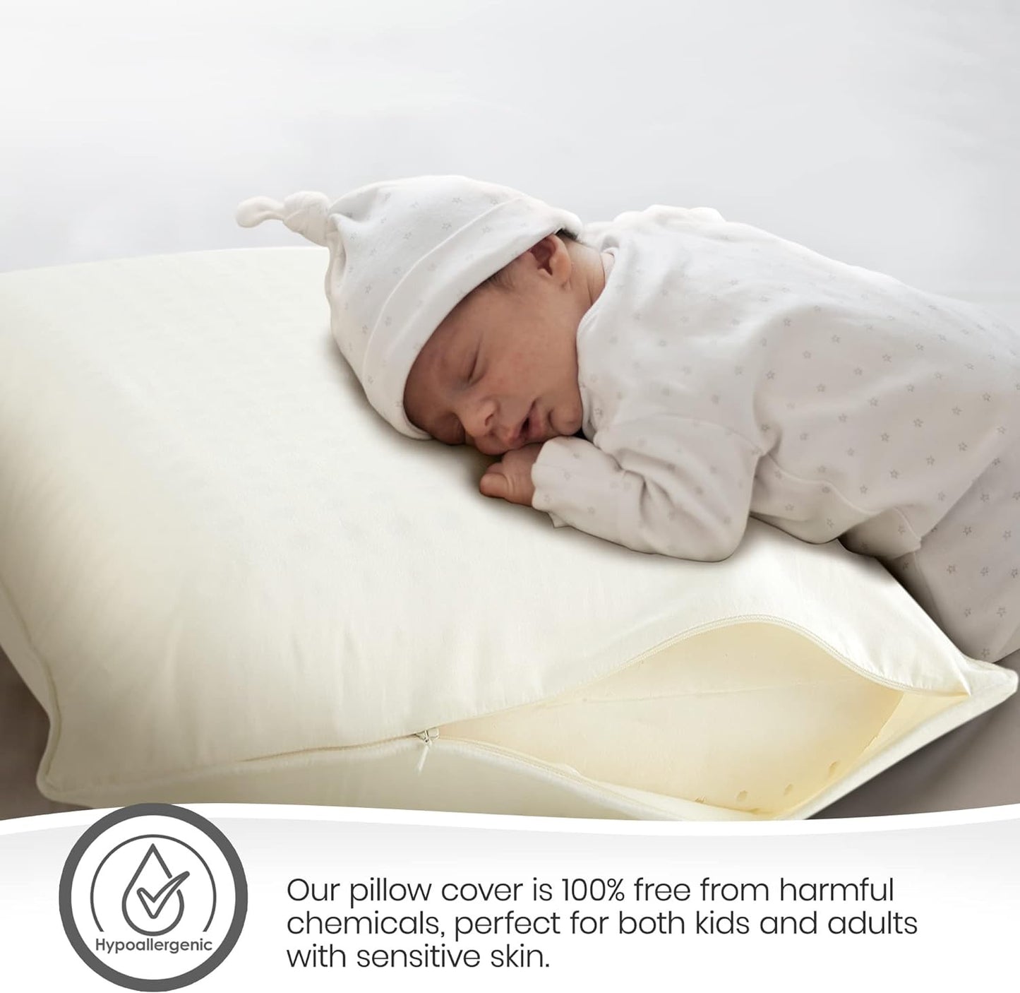 Pillow Protector - GOTS Certified, 100% Cotton Pillow Encasements with Zipper -