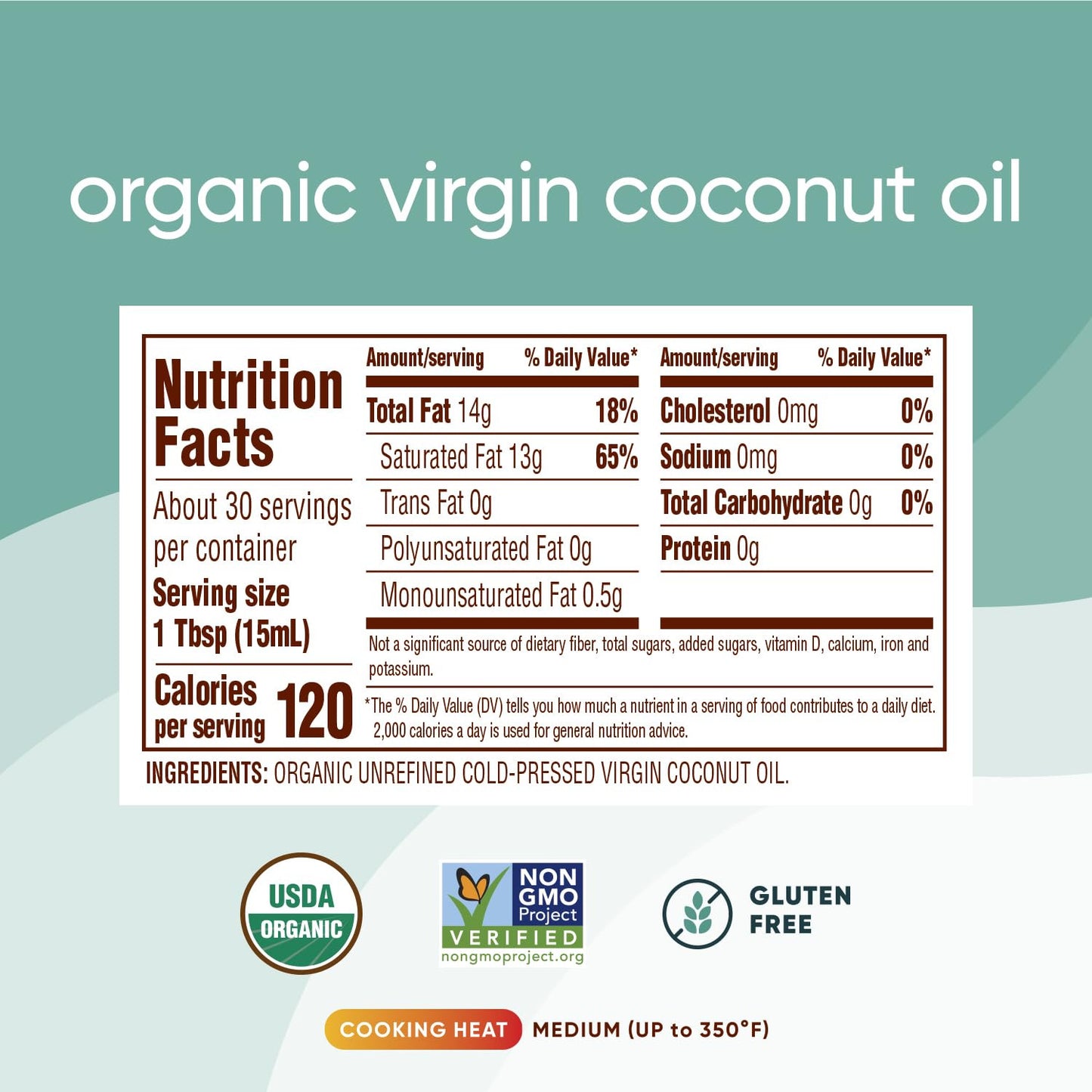 Organic Coconut Oil 15 Fl Oz, Cold-Pressed, Fresh Flavor for Cooking, Natural Ha