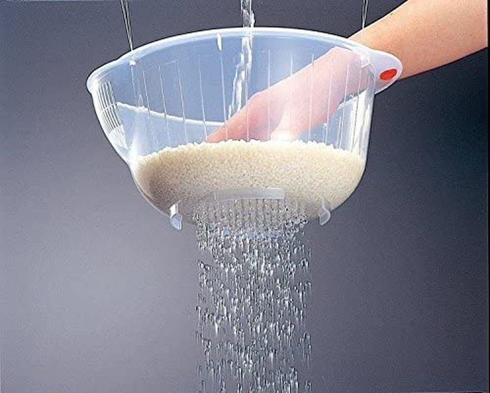 Japanese Rice Washing Bowl with Side and Bottom Drainers, Made in Japan