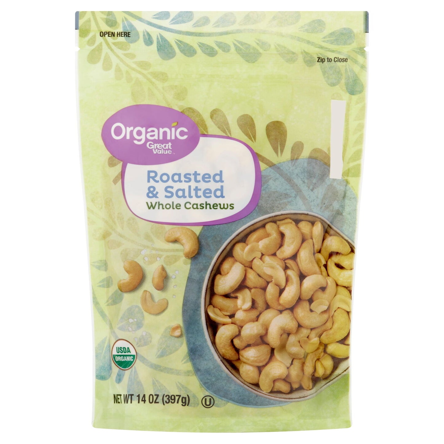 Organic Roasted & Salted Whole Cashews, 14 Oz