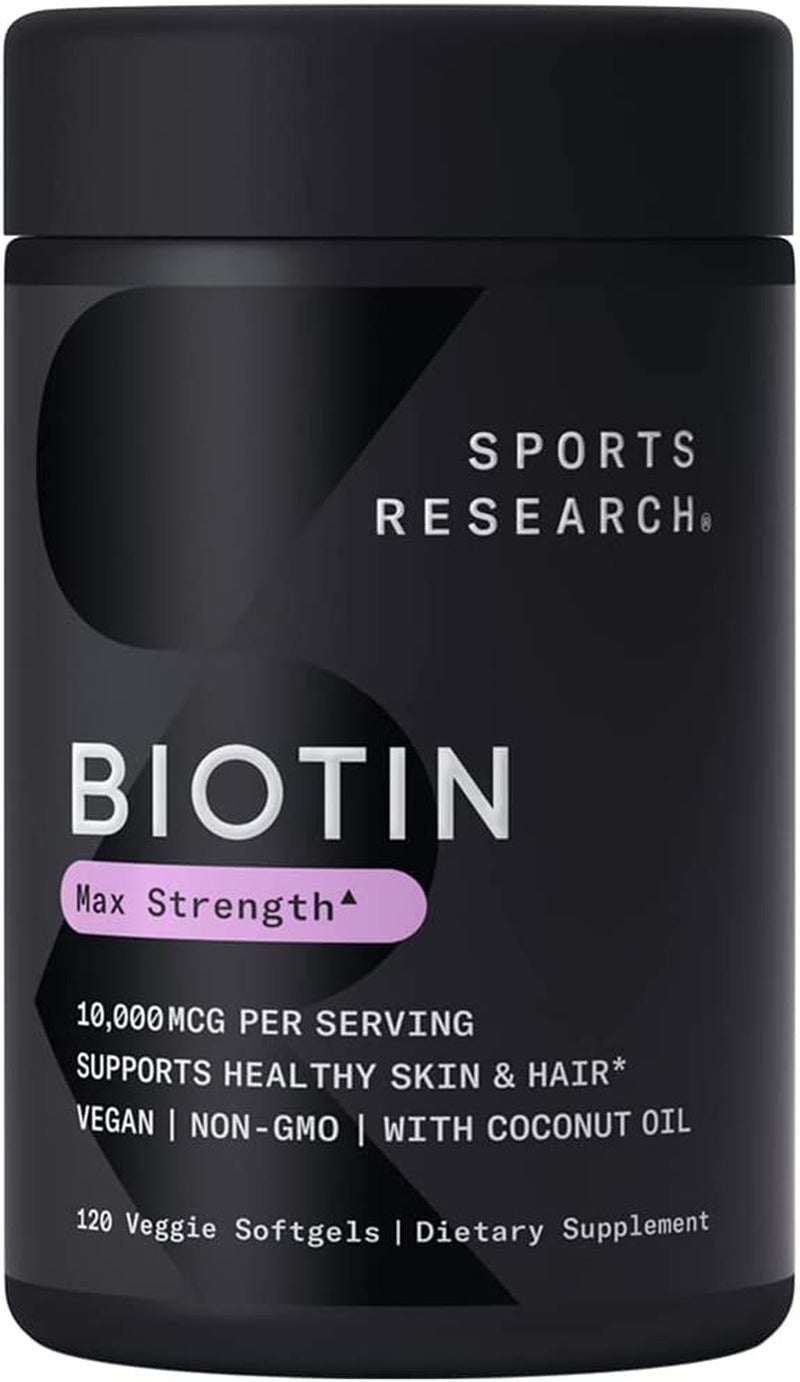 Vegan Biotin 10,000Mcg with Coconut Oil - Max Strength Biotin Vitamin B7 for Ski