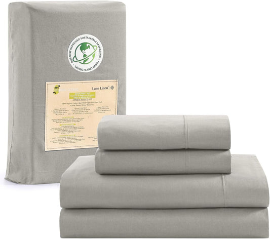 100% Organic Cotton King Sheet Set, 4Pc Cotton Sheets King Size, Percale Sheets,