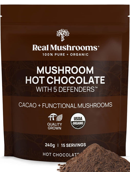 Organic Hot Chocolate Mix with 5 Defenders (Turkey Tail, Chaga, Maitake, Shiitak