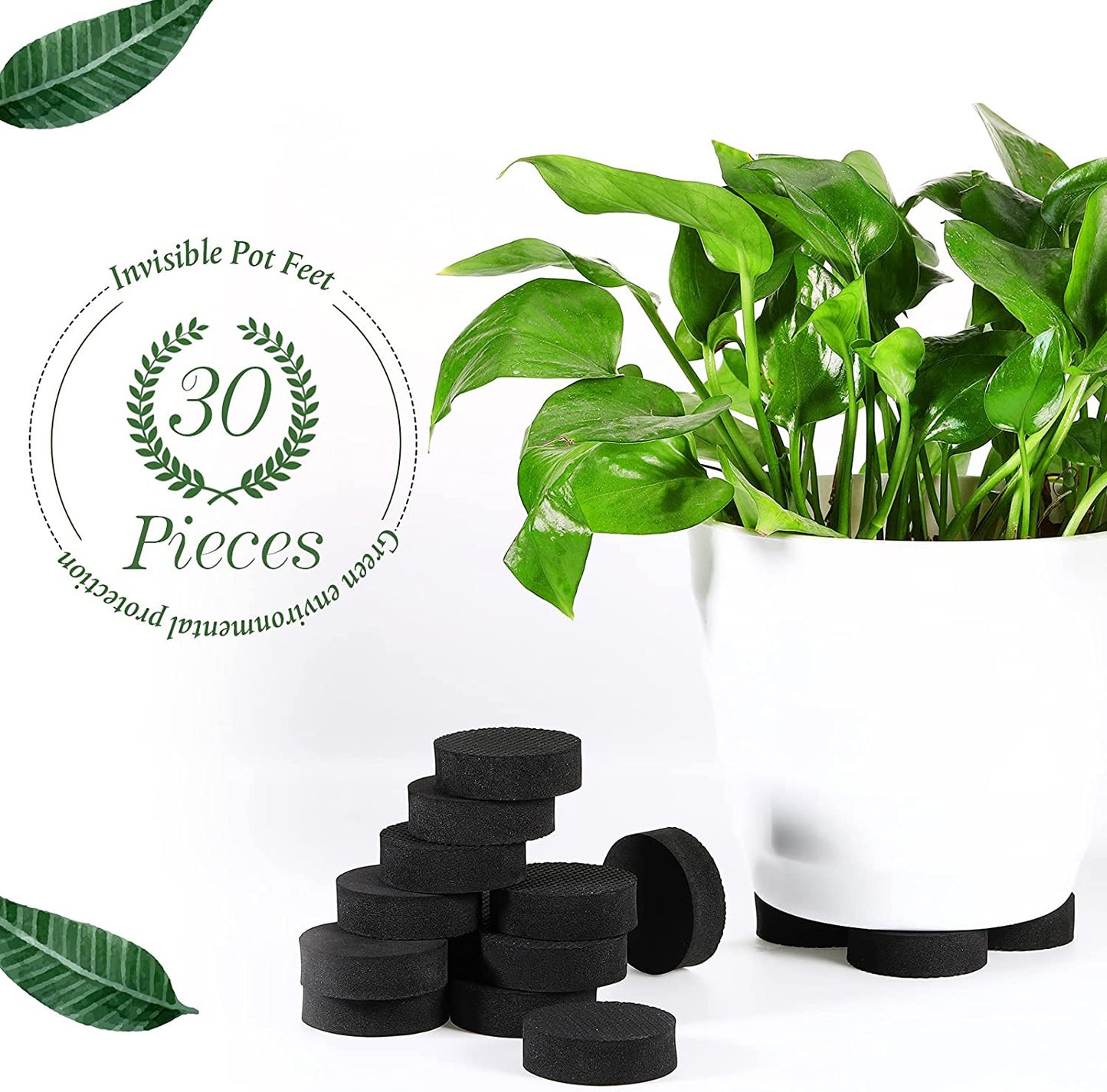 30 Pieces Pot Feet Invisible Flower Pot Feet Risers Flower Pot EVA Risers Nonsli