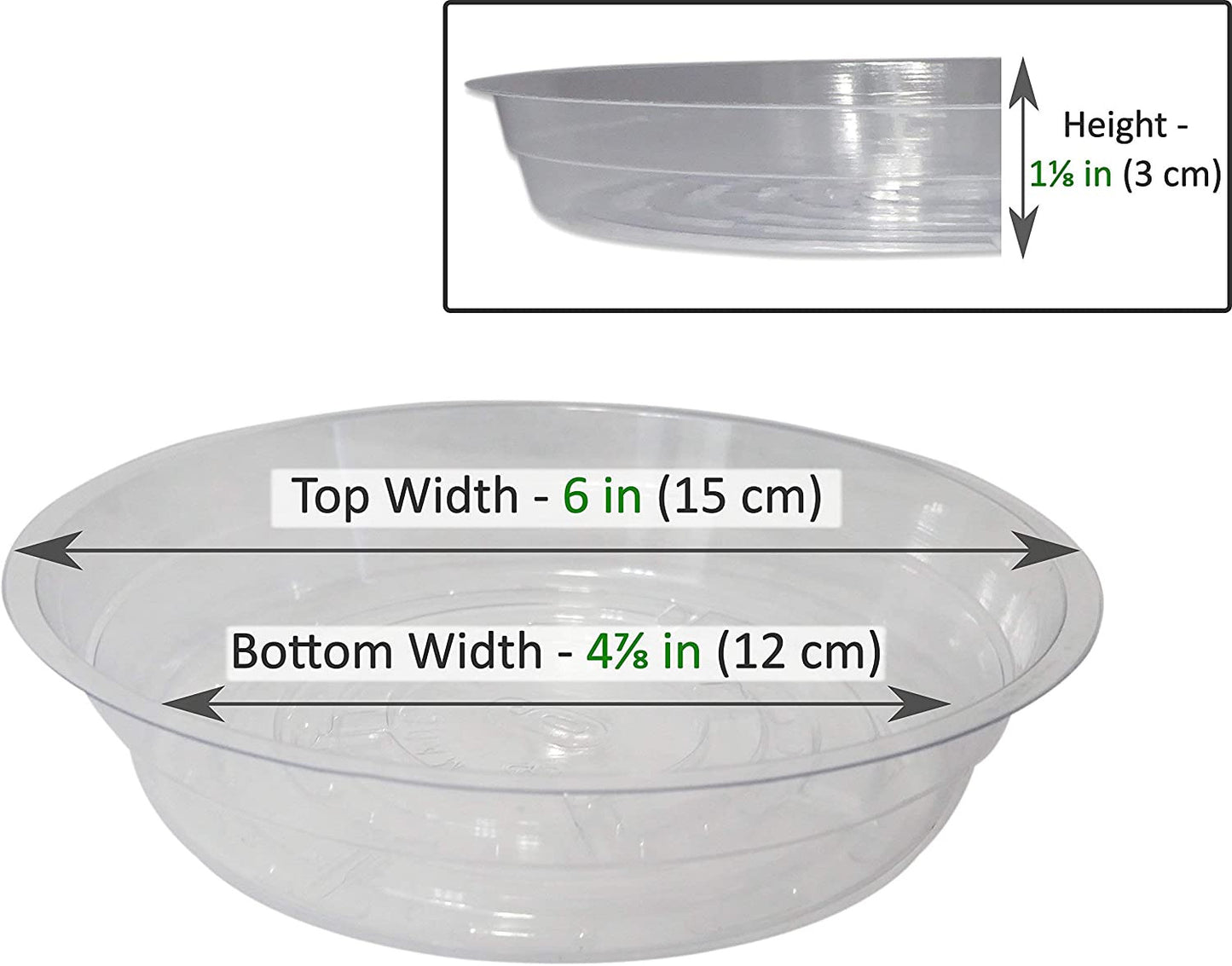 Plant Saucers (Pack of 10) - 6” Clear Durable Plant Saucer for Indoor & All-Weat