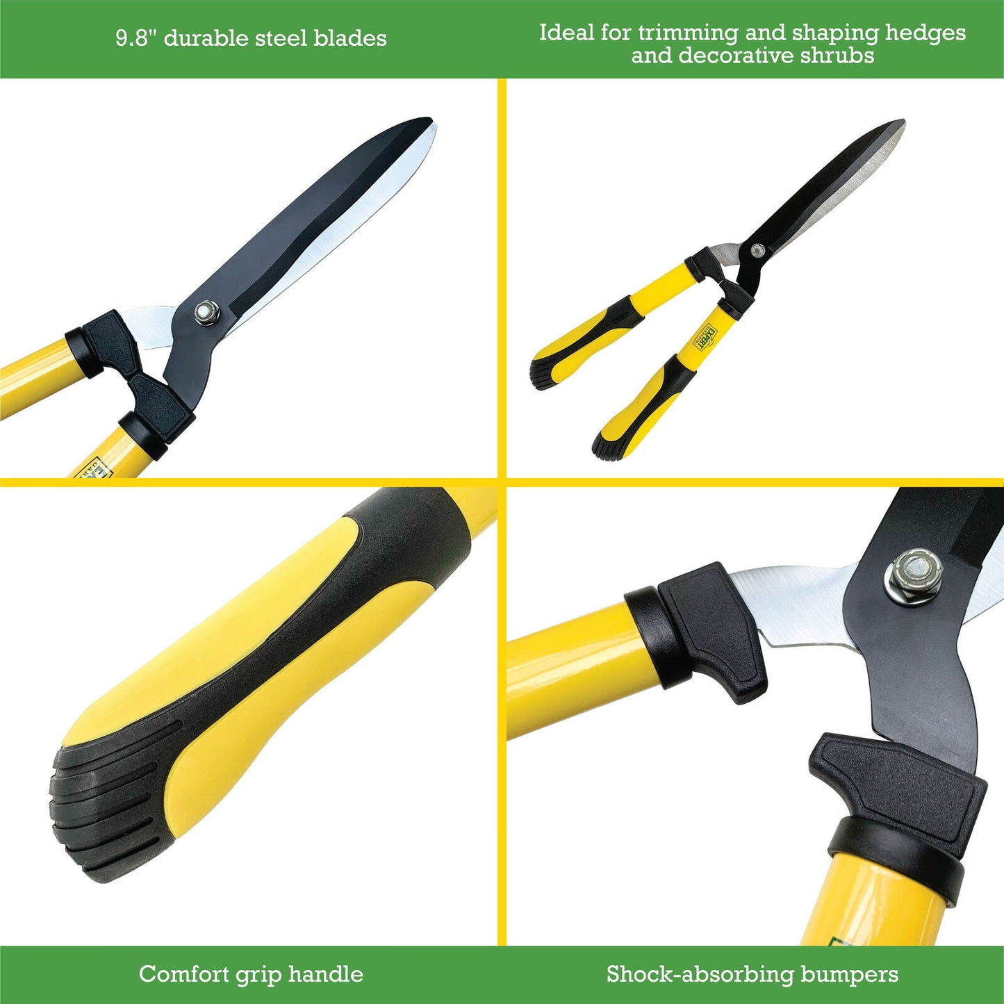 20 Inch Hedge Shear, Steel Blade in Black and Yellow