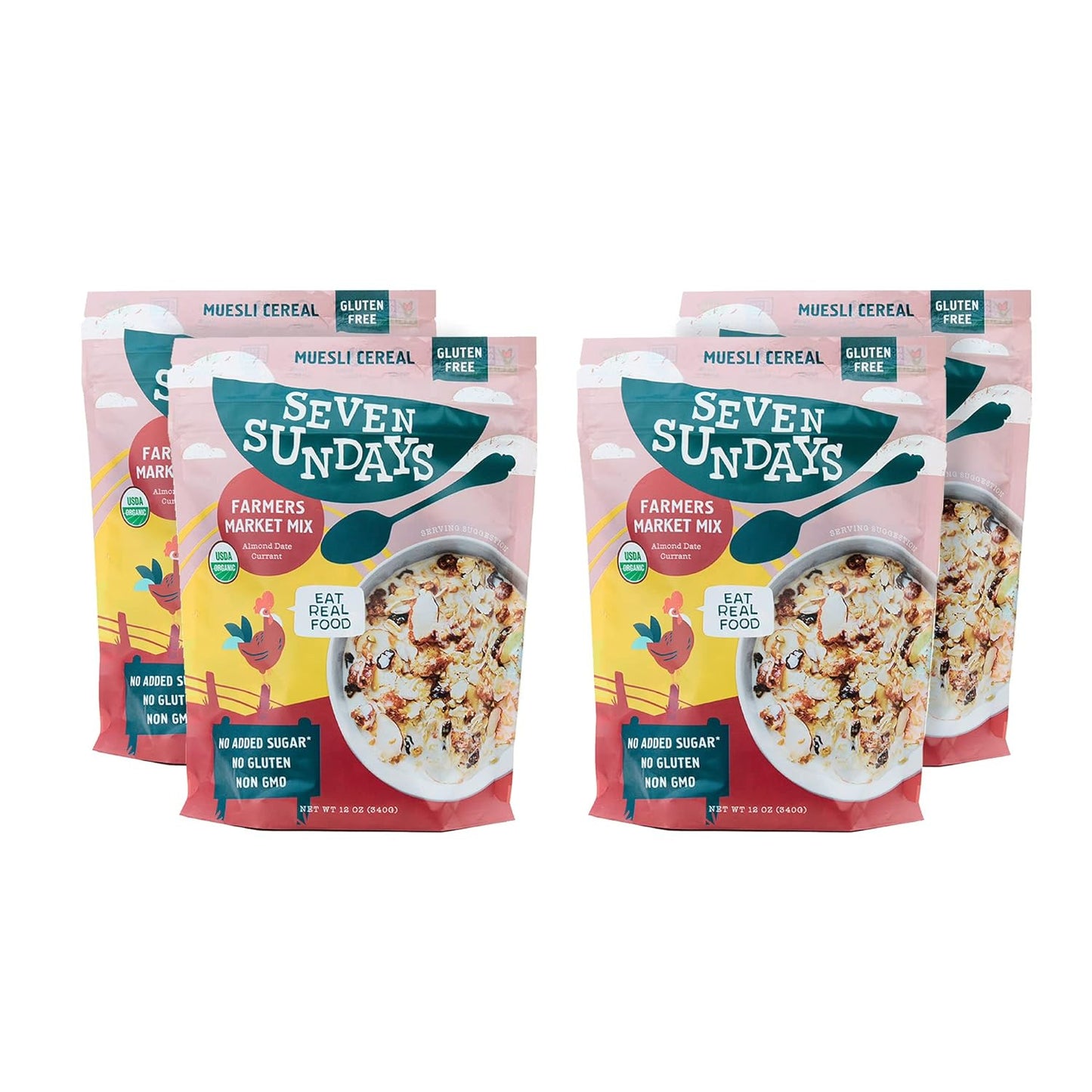 Farmers Market Organic Almond Date Currant Muesli Cereal - 4 Count, 12 Oz Pouch