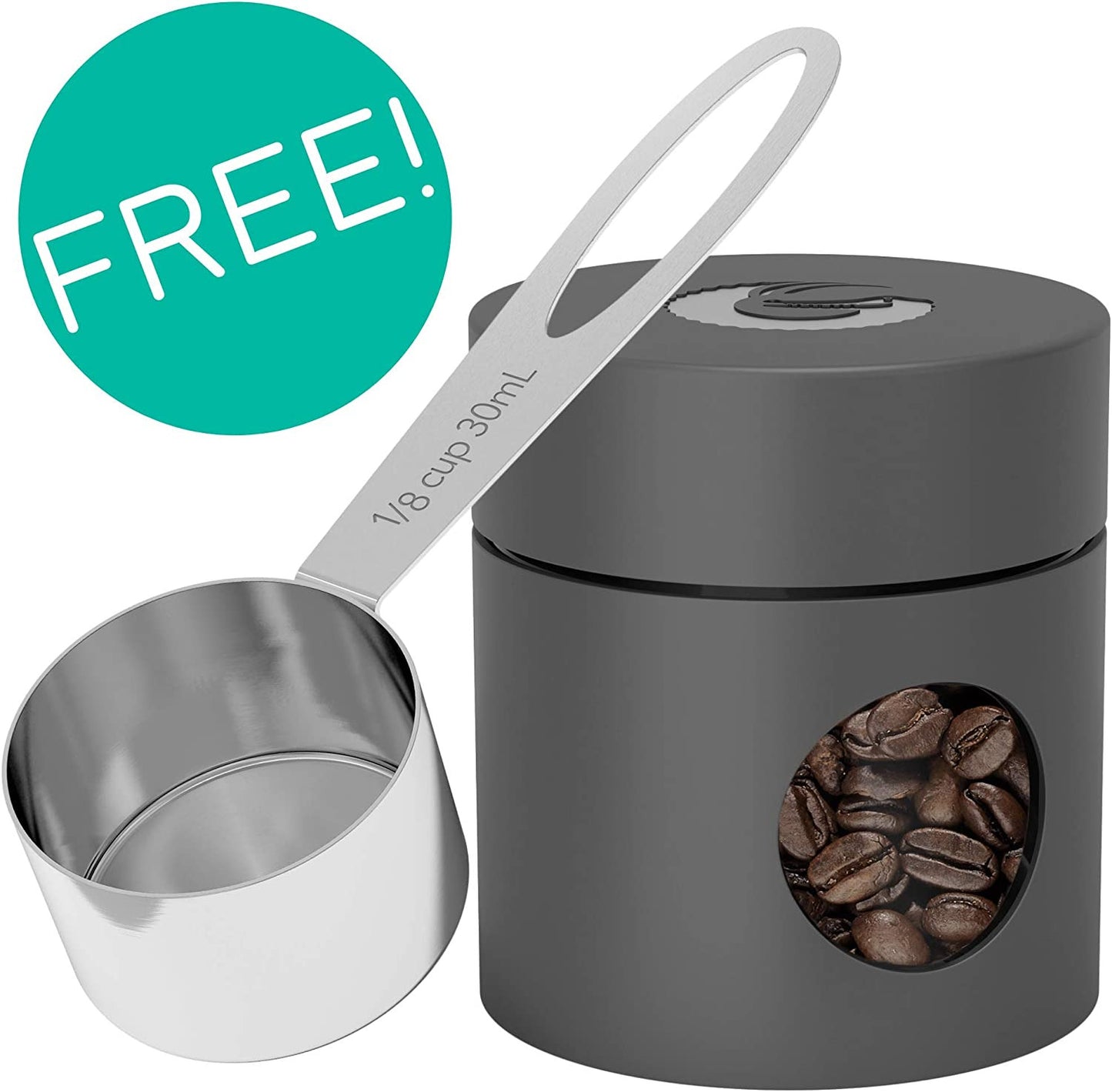 Coffee Canister, Stainless Steel Airtight Coffee Containers for Ground Coffee wi