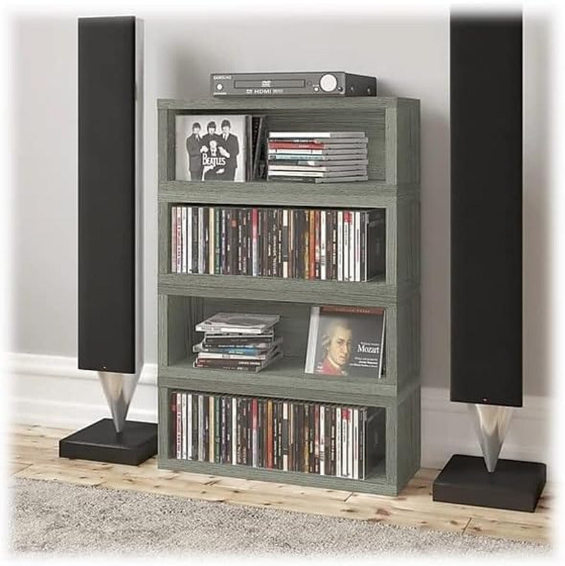 Media Storage CD Rack Stackable Organizer - Holds 40 Cds (Grey)