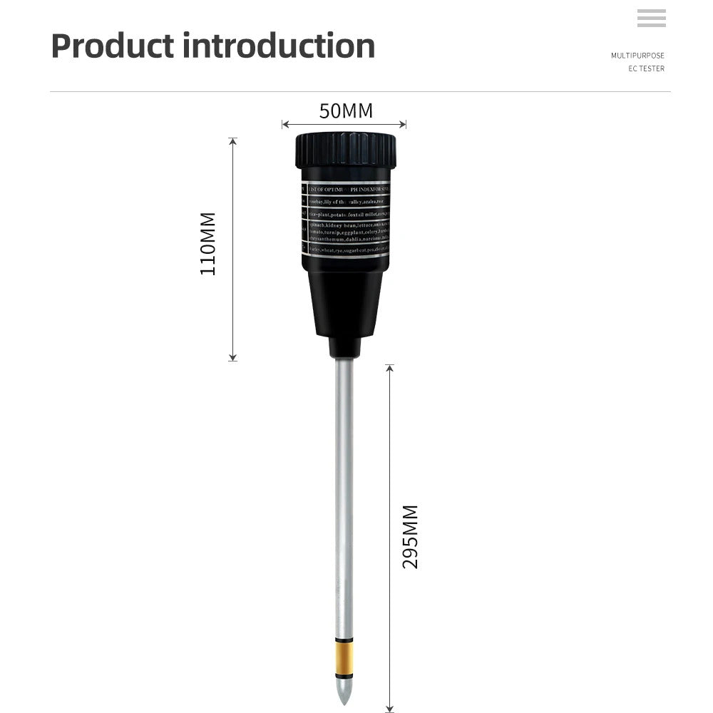 Handheld Soil Ph Tester Ph & Moisture Meter with 295Mm Long Electrode Probe Wate