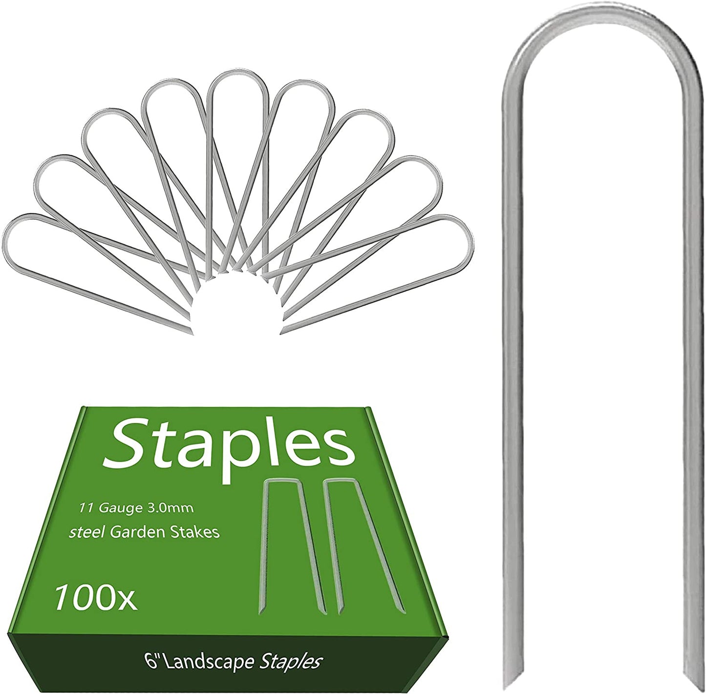 Garden Staples 6 Inch Galvanized 100 Pack Round-Top Drip Hose Stakes Irrigation