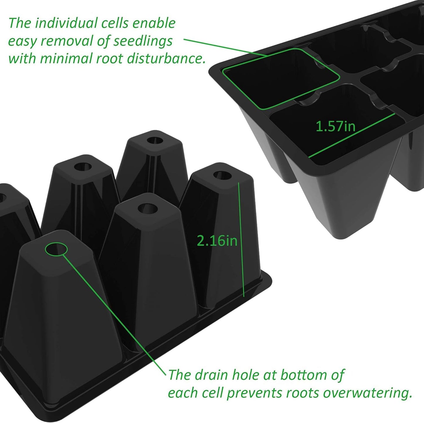 30 Pack Seed Starter Trays, Seedling Starter Trays, 180 Cells, 6-Cell per Tray,