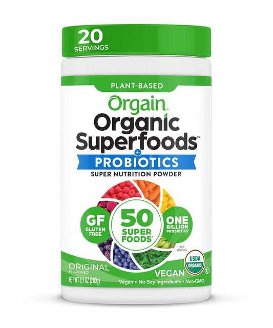 Organic Greens Powder + 50 Superfoods, Original - 1 Billion Probiotics for Gut H