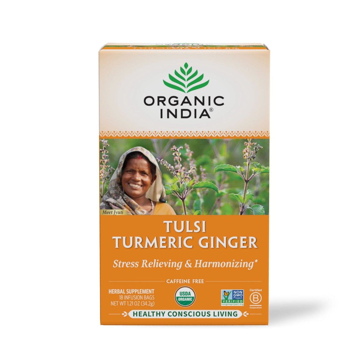 Tulsi Turmeric Ginger Herbal Tea Bags 18 Count