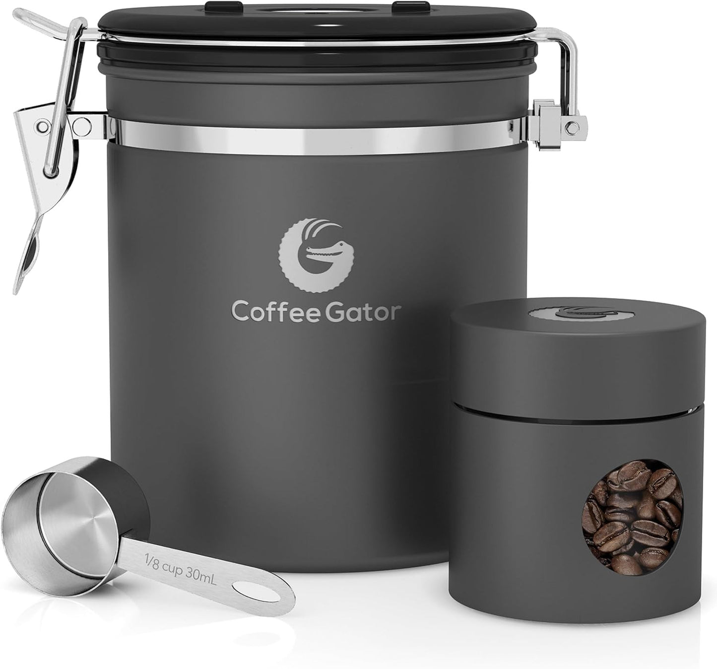 Coffee Canister, Stainless Steel Airtight Coffee Containers for Ground Coffee wi