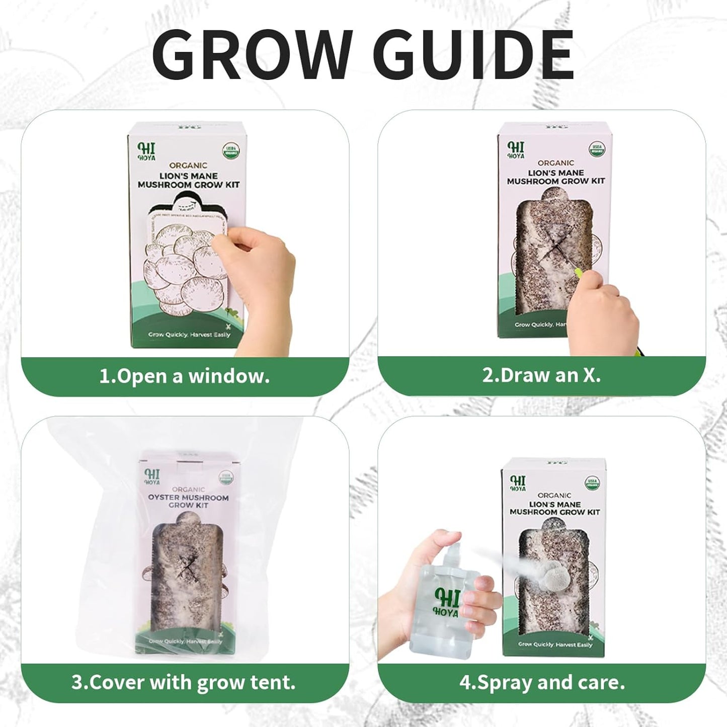 Lions Mane Grow Kit, Organic Mushroom Growing Kit Indoor, Beginner Friendly Harv