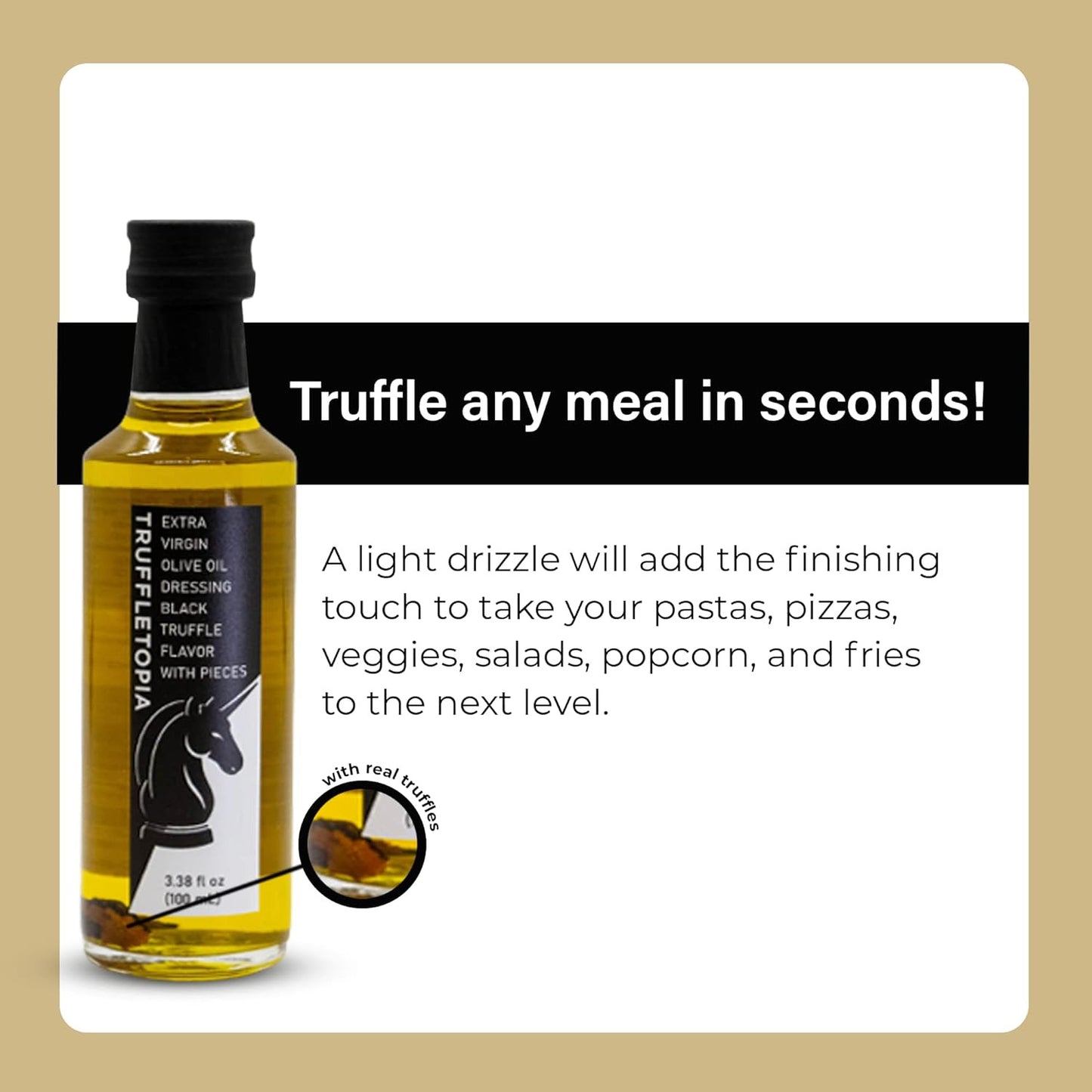 | Black Truffle Extra Virgin Olive Oil Dressing with Real Truffles | Cold Presse