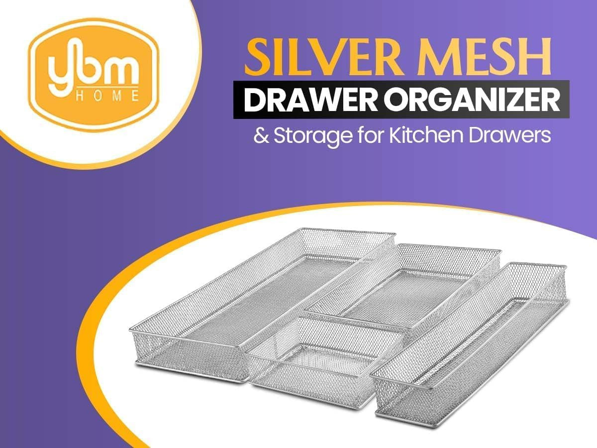 Silver Mesh Drawer Cabinet and or Shelf Organizer Bins, School Supply Holder Off