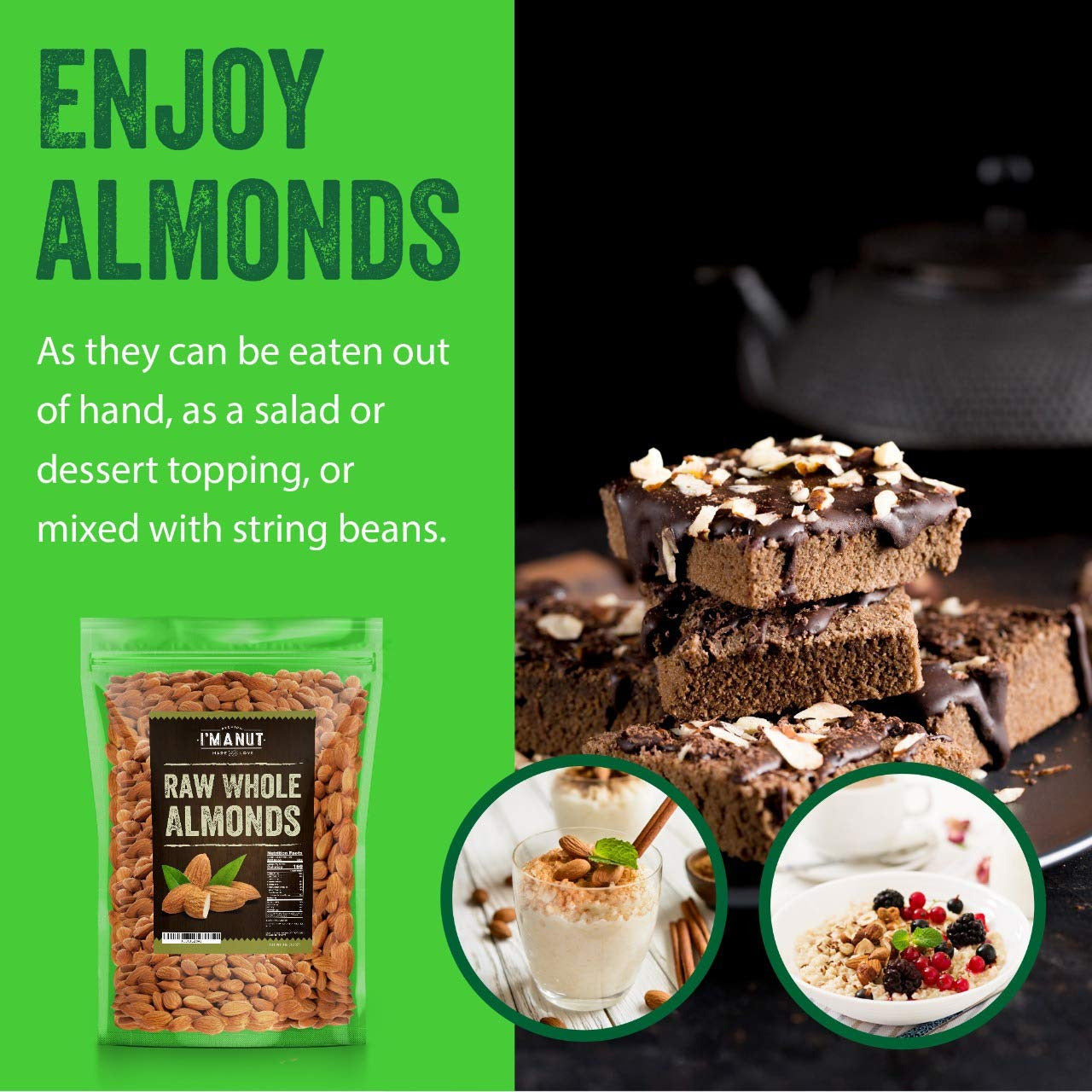 Raw Almond 48 Oz (3 Lb) | Natural | Whole | Batch Tested Gluten & Peanut Free |