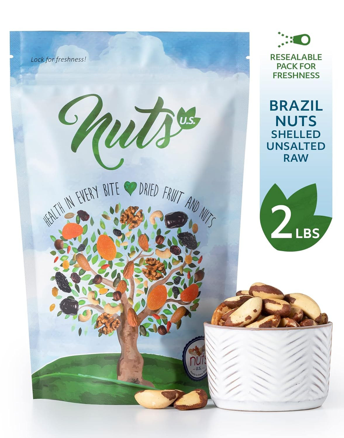 NUTS U.S. – Brazil Nuts | Shelled Whole Kernels | Raw and Unsalted | Non-Gmo and