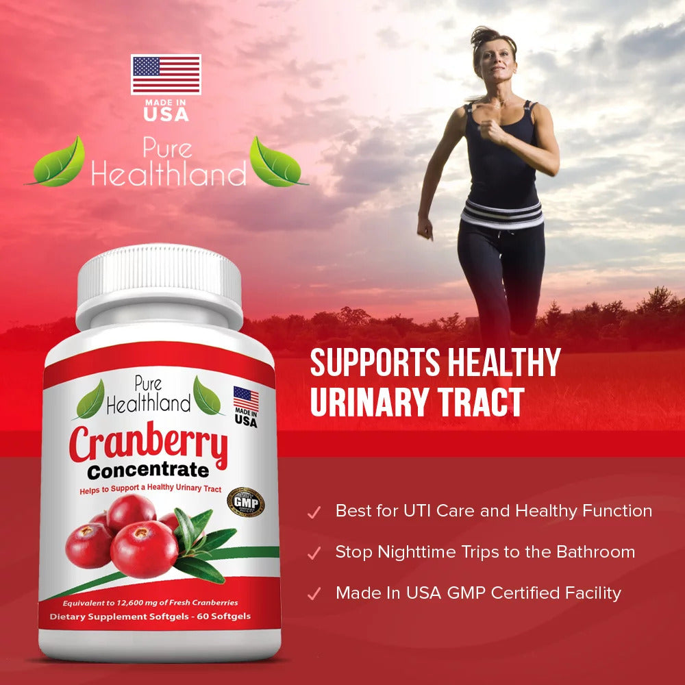 NON GMO Cranberry Concentrate Supplement Pills for Urinary Tract Infection UTI.