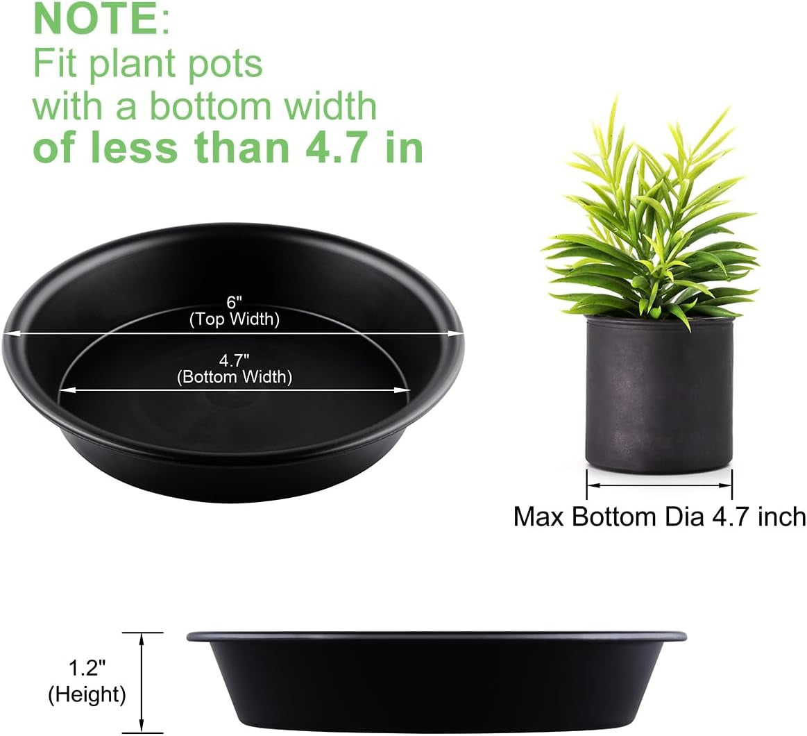 Plant Saucer 6 Inch of 3 Pack Black Heavy Duty Sturdy Plastic Plant Drainage Tra