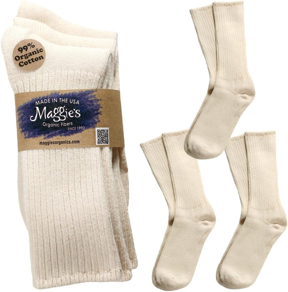 Organic Natural Cotton Tri-Pack Cushion Crew Socks